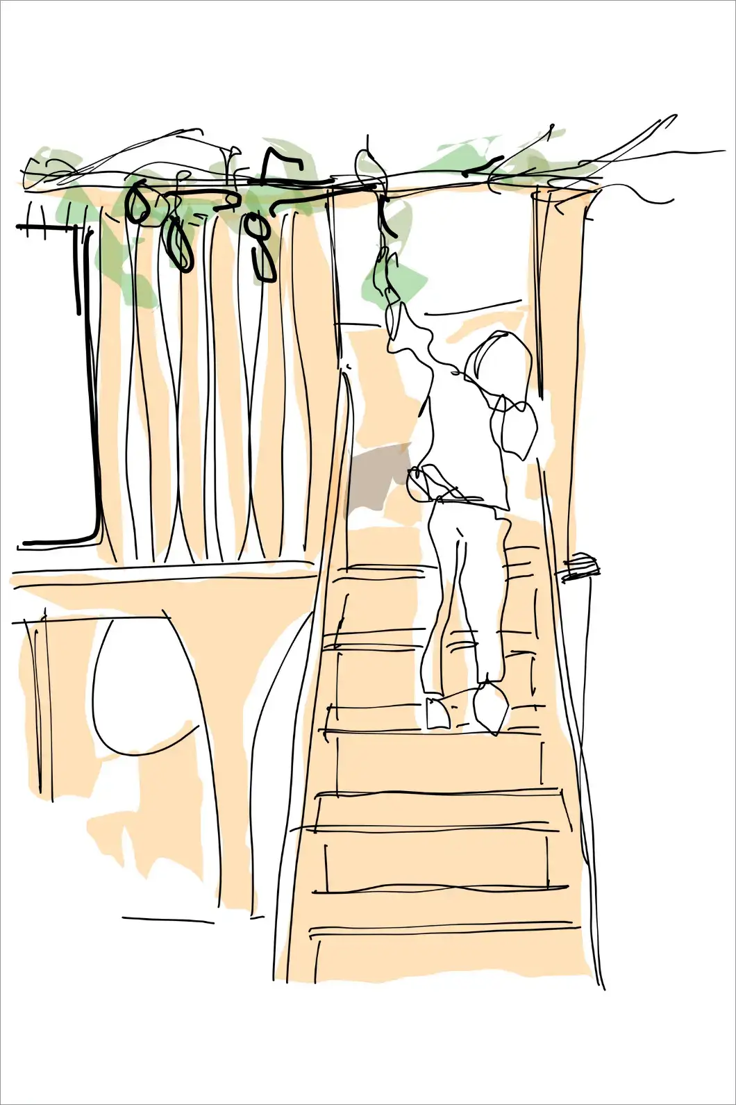 A line drawing illustration shows a child reaching up to grab a vine at the top of a Wonder Play Loft.