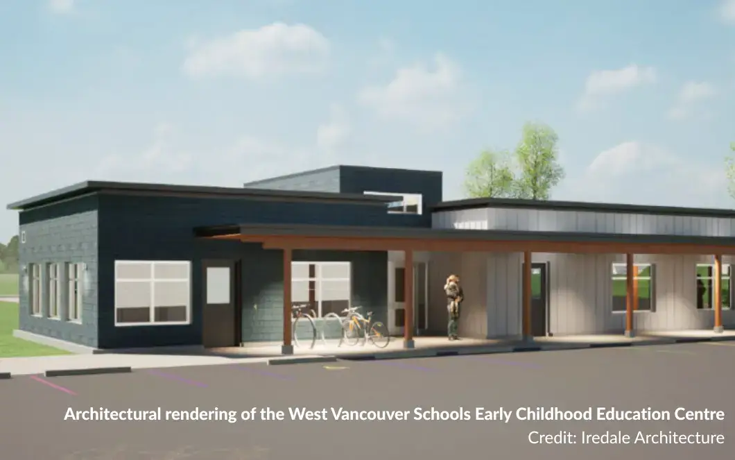Architectural rendering of the West Vancouver Schools Early Childhood Education Centre exterior.